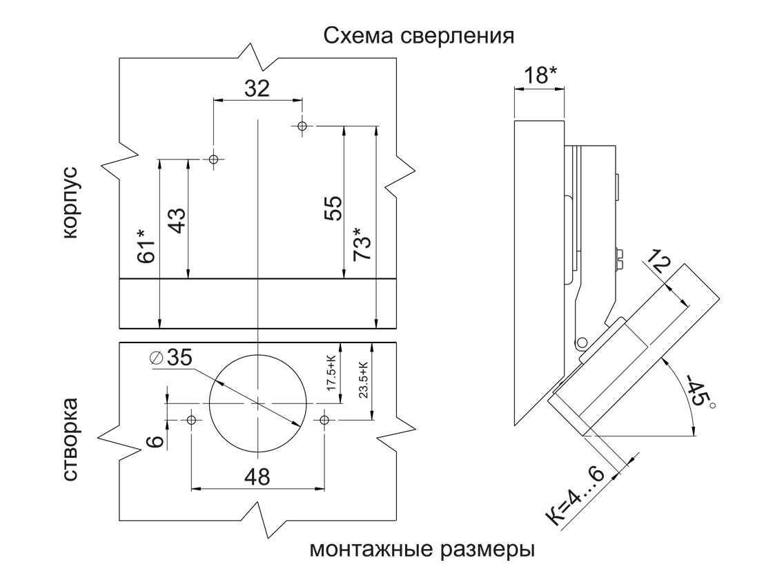 Петля накладна з дотягувачем Clip-on GIFF PRIME -45* d=35 і H=0 нікель